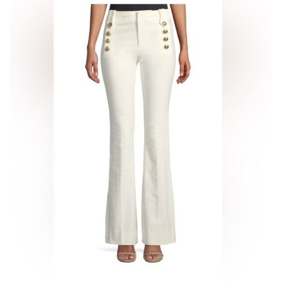 Derek Lam 10 Crosby Robertson Flare Trousers 4 Ivory Gold Sailor Buttons - Picture 1 of 15
